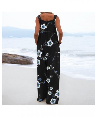 Women's Summer Jumpsuit 2023 Button Up Jumpsuit Casual Loose Sleeveless Rompers With Pockets Comfy Overalls 3-blue $12.31 Ove...