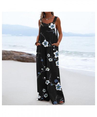 Women's Summer Jumpsuit 2023 Button Up Jumpsuit Casual Loose Sleeveless Rompers With Pockets Comfy Overalls 3-blue $12.31 Ove...