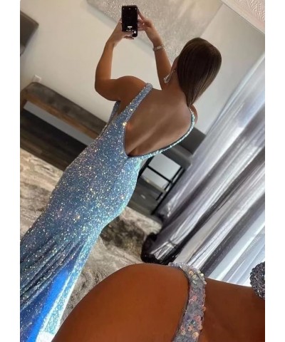 Sparkly Sequin Prom Dresses for Women Long Mermaid Deep V-Neck Formal Evening Party Gowns Lavender $27.95 Dresses