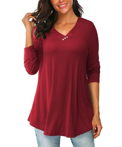 Women's Plus Size Tops Short Sleeve Blouses Flowy Summer Tunic Tops M-4X Z2-wine Red-long $13.24 Tops