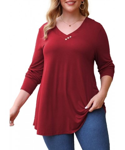 Women's Plus Size Tops Short Sleeve Blouses Flowy Summer Tunic Tops M-4X Z2-wine Red-long $13.24 Tops