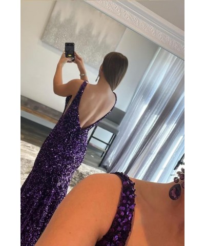 Sparkly Sequin Prom Dresses for Women Long Mermaid Deep V-Neck Formal Evening Party Gowns Lavender $27.95 Dresses