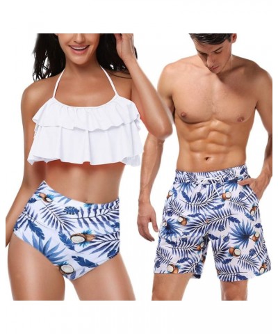 Women 2 Piece Swimsuits Men Swim Trunks Couple High Waisted Bikini Set Women Women1 $14.30 Swimsuits