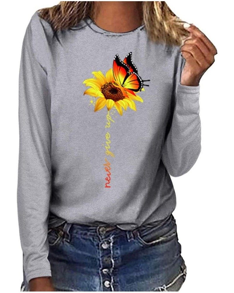 Sunflower Graphic Summer T Shirt Plus Size Loose Blouse Tops Girl Short Sleeve Cute Casual Tees Ls-grey $10.07 Blouses