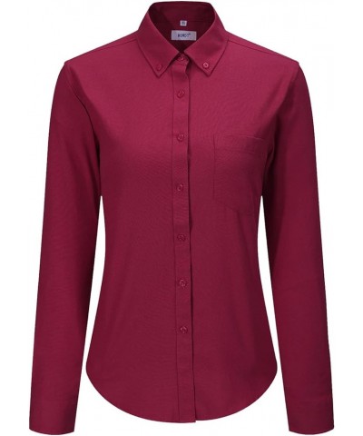 Button Down Shirt Women Long Sleeve Blouse Oxford Shirt Classic-Fit Cotton Tops Wrinkle Resistant (2XS-3XL) Wine Red 27 $16.2...