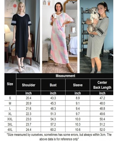 Long Nightgown, Womens V Neck Loungewear Oversized Sleepwear Loose Sleep Dress S-4XL Tie Dye $14.08 Sleep & Lounge