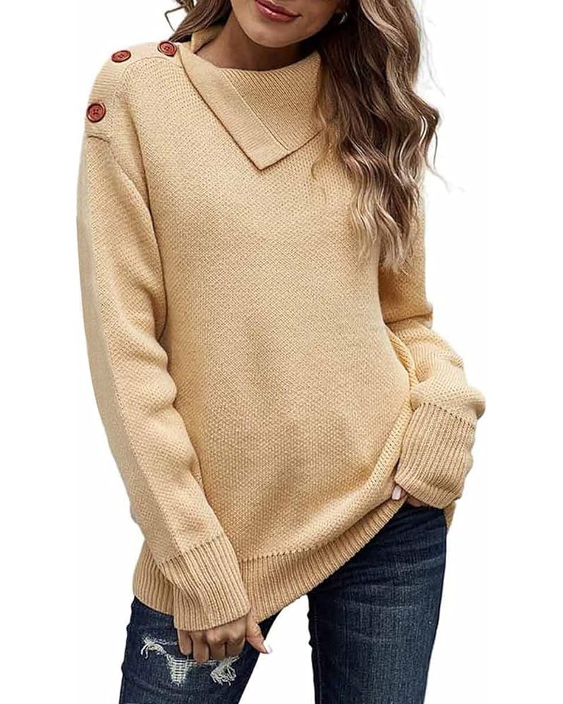 Womens Sweater Pullover Casual Long Sleeve Crewneck Color Block Pullover Knit Sweater for Women Pure Apricot $18.45 Sweaters