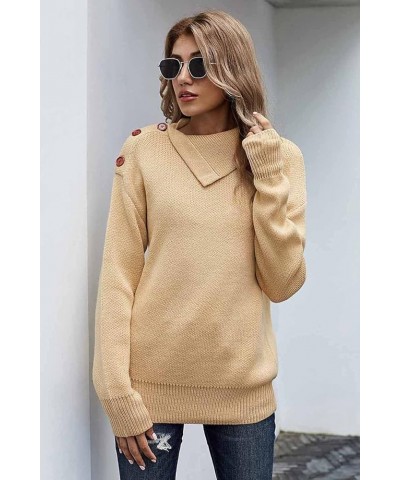 Womens Sweater Pullover Casual Long Sleeve Crewneck Color Block Pullover Knit Sweater for Women Pure Apricot $18.45 Sweaters