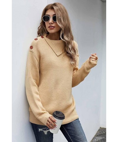 Womens Sweater Pullover Casual Long Sleeve Crewneck Color Block Pullover Knit Sweater for Women Pure Apricot $18.45 Sweaters