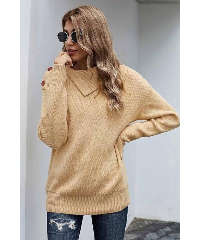 Womens Sweater Pullover Casual Long Sleeve Crewneck Color Block Pullover Knit Sweater for Women Pure Apricot $18.45 Sweaters