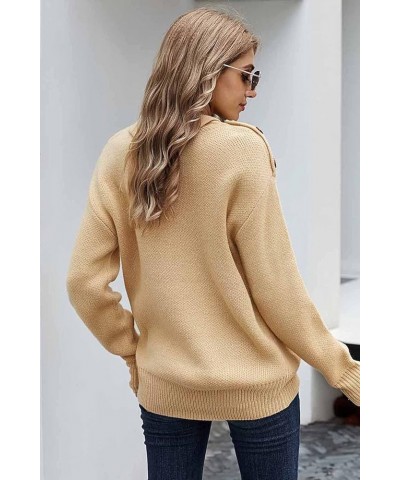 Womens Sweater Pullover Casual Long Sleeve Crewneck Color Block Pullover Knit Sweater for Women Pure Apricot $18.45 Sweaters