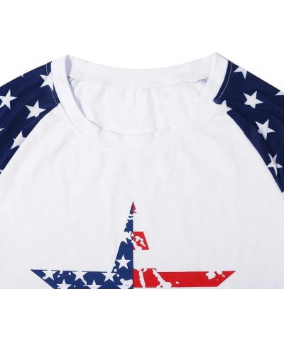 Womens American Flag Print Heart Baseball Shirt Casual Raglan Long Sleeve Stars Stripes Top Tees Star Short Sleeve White $14....