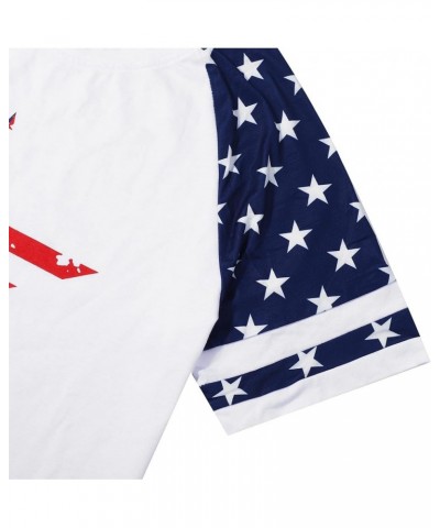 Womens American Flag Print Heart Baseball Shirt Casual Raglan Long Sleeve Stars Stripes Top Tees Star Short Sleeve White $14....