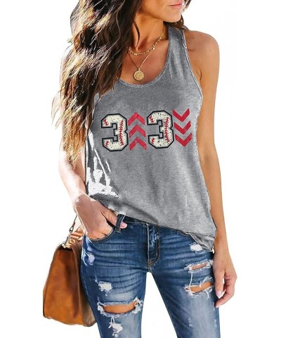 Baseball Tanks Top Women Love Baseball Graphic Racerback Casual Sleeveless Baseball Match Gifts Shirt Gray $11.79 Tanks