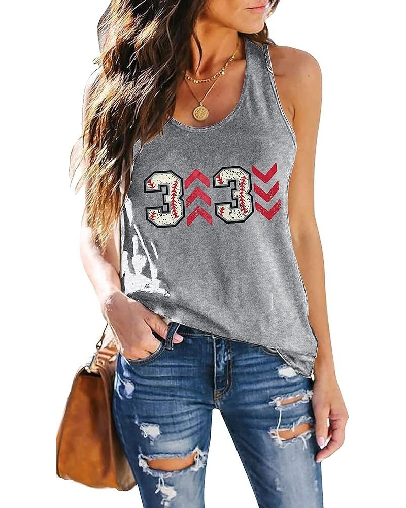 Baseball Tanks Top Women Love Baseball Graphic Racerback Casual Sleeveless Baseball Match Gifts Shirt Gray $11.79 Tanks