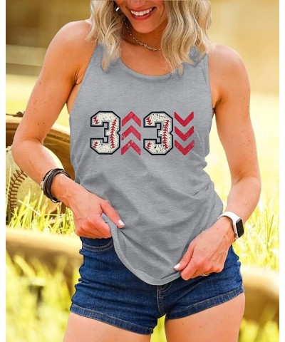 Baseball Tanks Top Women Love Baseball Graphic Racerback Casual Sleeveless Baseball Match Gifts Shirt Gray $11.79 Tanks