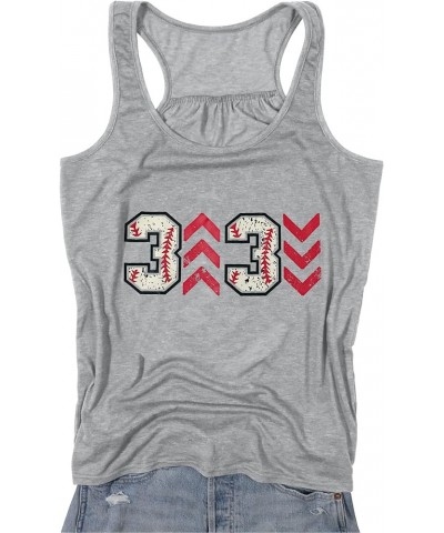 Baseball Tanks Top Women Love Baseball Graphic Racerback Casual Sleeveless Baseball Match Gifts Shirt Gray $11.79 Tanks