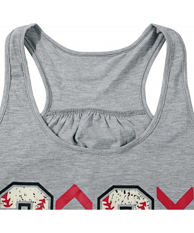 Baseball Tanks Top Women Love Baseball Graphic Racerback Casual Sleeveless Baseball Match Gifts Shirt Gray $11.79 Tanks