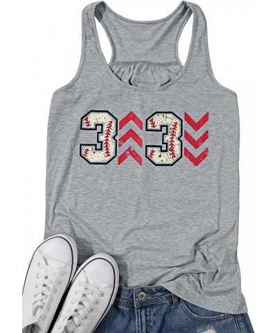 Baseball Tanks Top Women Love Baseball Graphic Racerback Casual Sleeveless Baseball Match Gifts Shirt Gray $11.79 Tanks