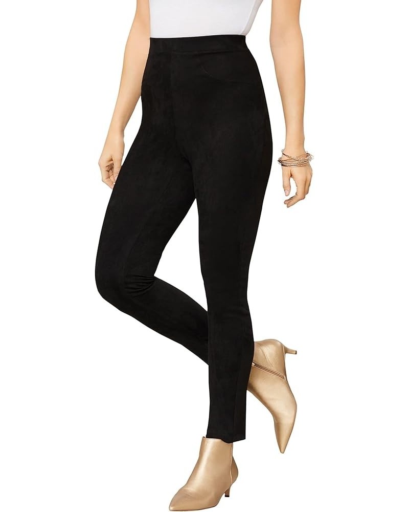 Women's Plus Size Faux Suede Legging Vegan Leather Stretch Pants Black $23.66 Leggings