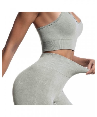 Women’s Yoga Outfits 2 piece Set Workout Tracksuits Sports Bra High Waist Legging Active Wear Athletic Clothing Set Sage Gree...