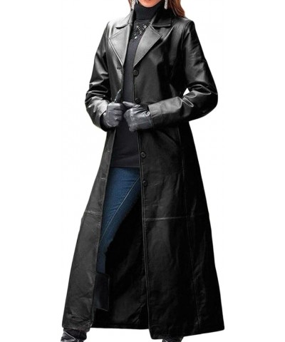 Women's Waterproof Notch Lapel Single Breasted Trench Coat Fashion Classic Mid-Long Overcoat Slim Outerwear Coat Black $15.70...