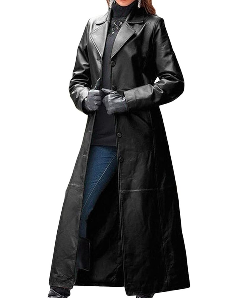 Women's Waterproof Notch Lapel Single Breasted Trench Coat Fashion Classic Mid-Long Overcoat Slim Outerwear Coat Black $15.70...