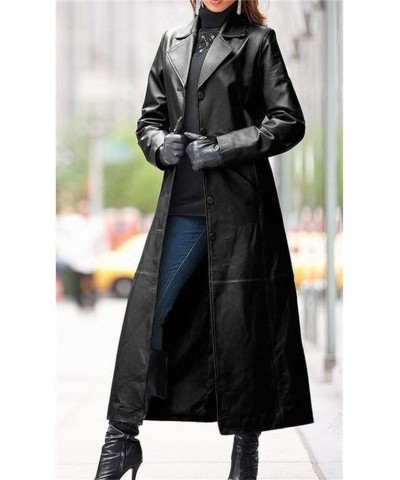 Women's Waterproof Notch Lapel Single Breasted Trench Coat Fashion Classic Mid-Long Overcoat Slim Outerwear Coat Black $15.70...