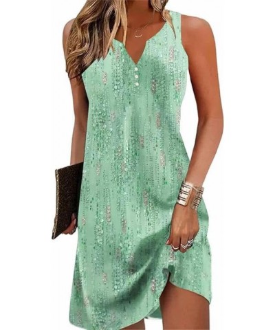 Womens Boho Dress Summer V Neck Sleeveless Dresses Ethnic Floral Print Sundress Mini Dress Light Green Tank Dress $11.39 Others