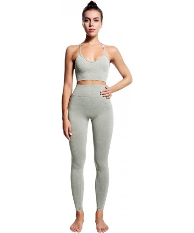 Women’s Yoga Outfits 2 piece Set Workout Tracksuits Sports Bra High Waist Legging Active Wear Athletic Clothing Set Sage Gree...