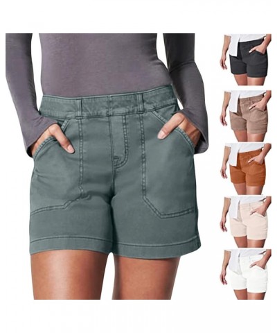 Women Sexy Y2K Cargo Shorts Solid Retro Low Cut Elastic Pocket Joggers Denim Short Sweatpant Streetwear C Apricot $8.56 Shorts