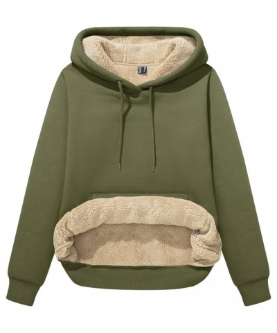 Women's Sherpa Lined Hoodies Warm Fleece Hooded Sweatshirt Casual Thermal Shirts with Pocket for Winter Army Green $24.43 Hoo...