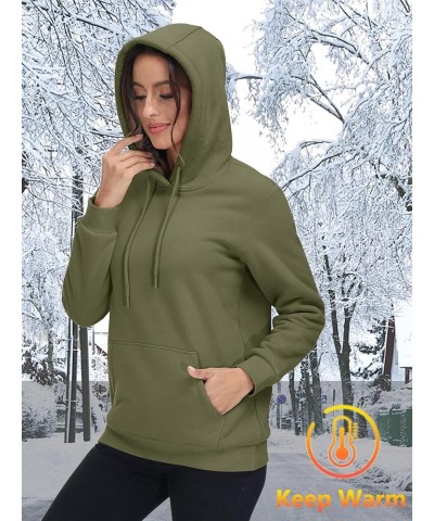 Women's Sherpa Lined Hoodies Warm Fleece Hooded Sweatshirt Casual Thermal Shirts with Pocket for Winter Army Green $24.43 Hoo...