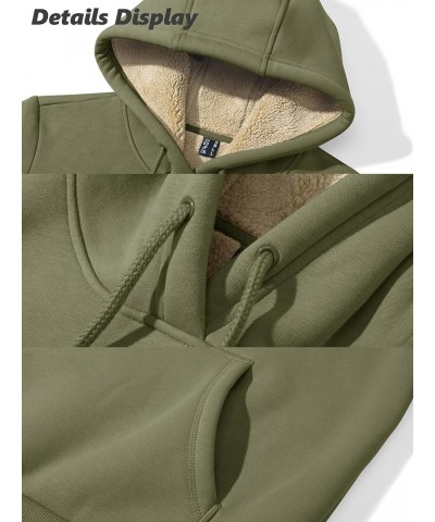 Women's Sherpa Lined Hoodies Warm Fleece Hooded Sweatshirt Casual Thermal Shirts with Pocket for Winter Army Green $24.43 Hoo...