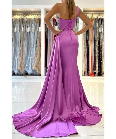 One Shoulder Sequin Mermaid Prom Dress Satin Ruched Ball Gowns Long Evening Formal Party Dress for Women Dusty Sage $36.89 Dr...