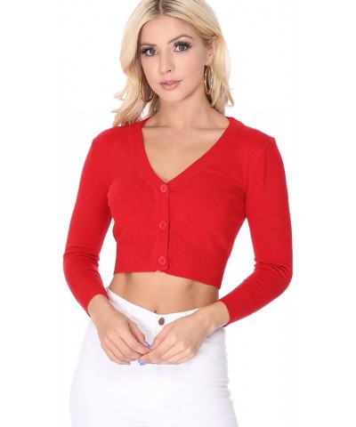 Women's Cropped Bolero Cardigan – 3/4 Sleeve V-Neck Basic Classic Casual Button Down Knit Soft Sweater Top (S-4XL) Peach $11....