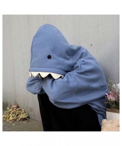 Women Cute Shark Hoodies Zip up Hoodie Over Face Oversized Kawaii Frog Anime Hooded Pullover Sweatshirts Funny Clothes Shark ...