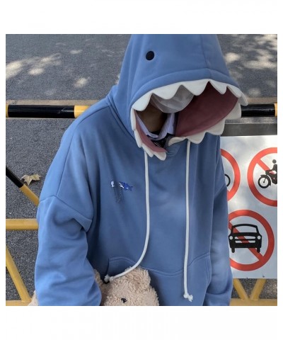 Women Cute Shark Hoodies Zip up Hoodie Over Face Oversized Kawaii Frog Anime Hooded Pullover Sweatshirts Funny Clothes Shark ...