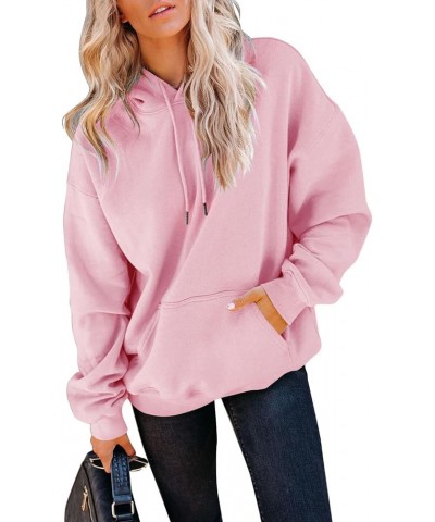 Women's Long Sleeve Fashion Pocket Hoodies Casual Pullover Tops Pink $18.47 Hoodies & Sweatshirts