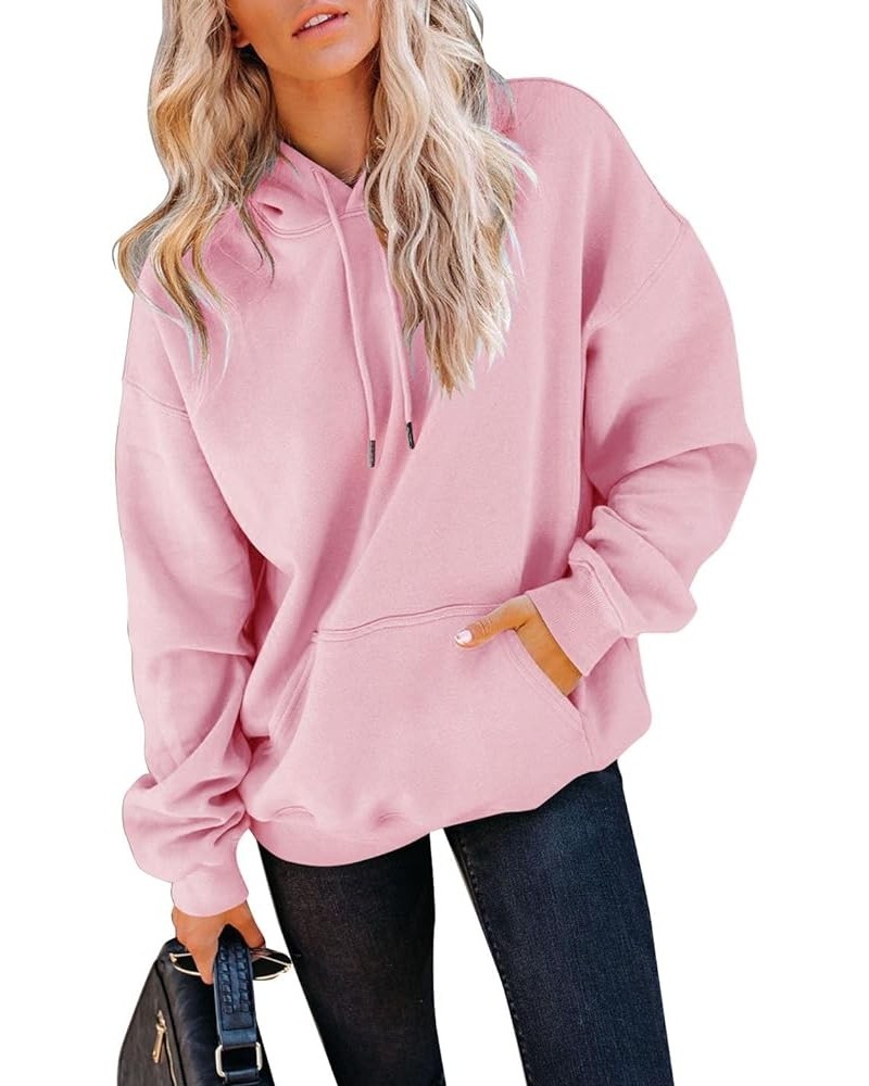 Women's Long Sleeve Fashion Pocket Hoodies Casual Pullover Tops Pink $18.47 Hoodies & Sweatshirts