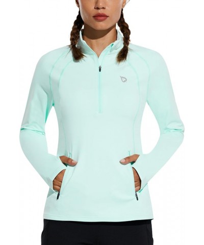 Women's Fleece Running Jacket Half-Zip Cold Weather Gear Thermal Shirts Tops Athletic Pullover Workout Winter Green $20.24 Ja...