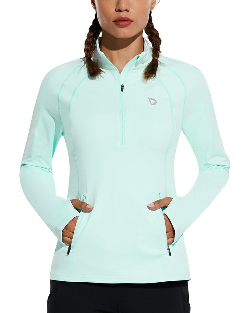 Women's Fleece Running Jacket Half-Zip Cold Weather Gear Thermal Shirts Tops Athletic Pullover Workout Winter Green $20.24 Ja...