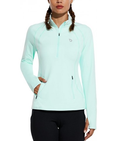 Women's Fleece Running Jacket Half-Zip Cold Weather Gear Thermal Shirts Tops Athletic Pullover Workout Winter Green $20.24 Ja...