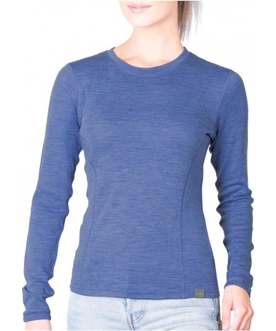 Womens Base Layer 100% Merino Wool Midweight Long Sleeve Thermal Shirt Sky Blue Heather $27.95 Activewear