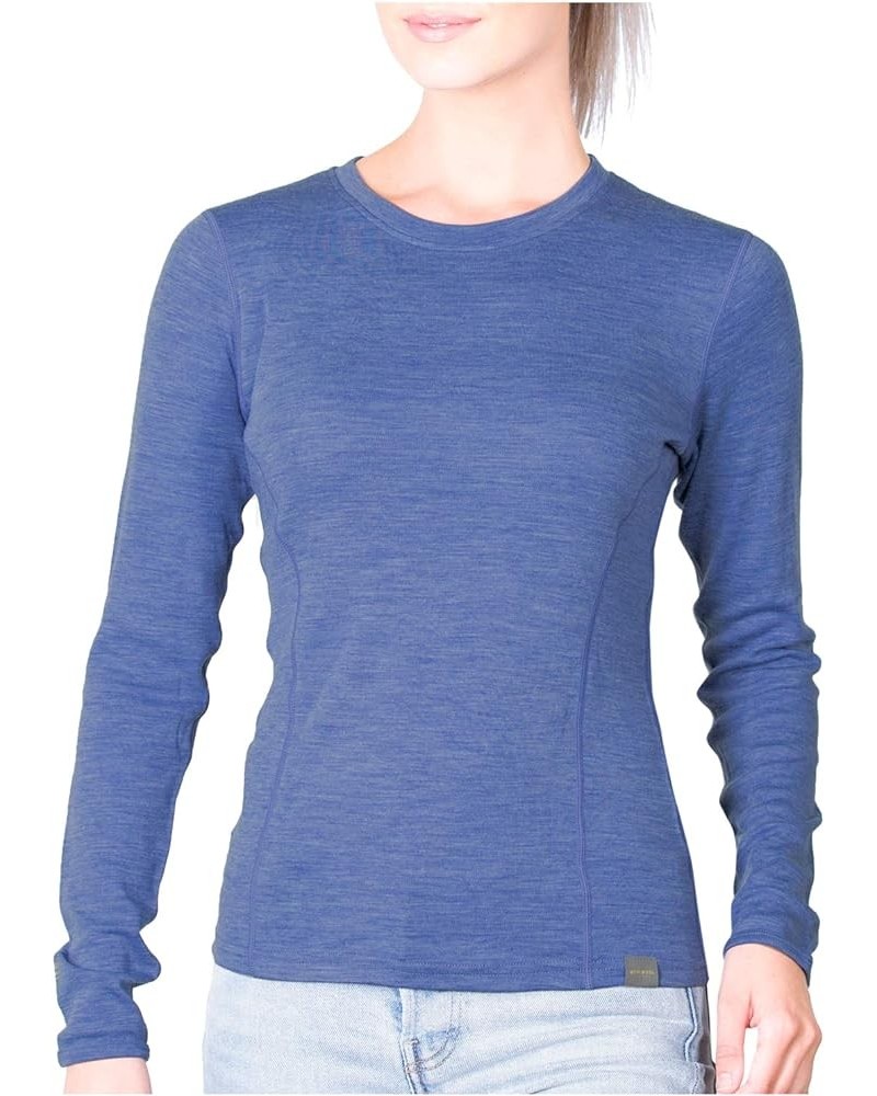 Womens Base Layer 100% Merino Wool Midweight Long Sleeve Thermal Shirt Sky Blue Heather $27.95 Activewear