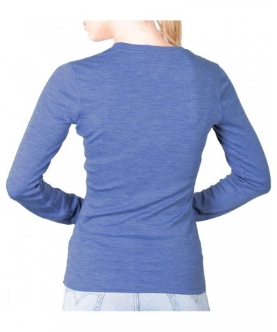 Womens Base Layer 100% Merino Wool Midweight Long Sleeve Thermal Shirt Sky Blue Heather $27.95 Activewear