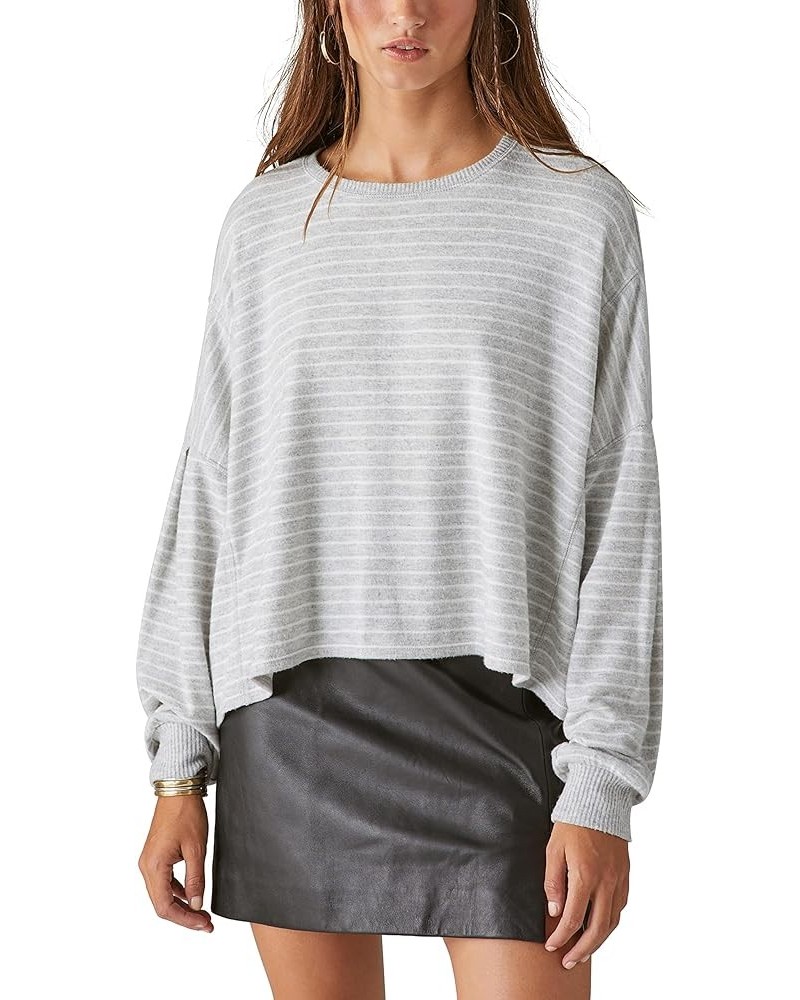 Women's Cloud Jersey Exposed Seam Top Heather Stripe $27.75 T-Shirts