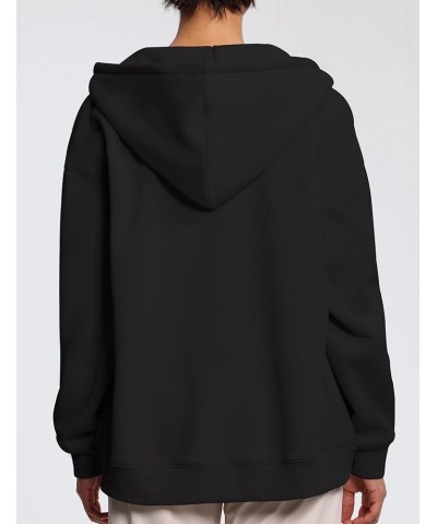 Women's Zip Up Plus Oversize Hoodies Fleece Loose Fit Sweatshirts Drawstring Long Sleeve Jacket with Pockets Black $21.59 Hoo...