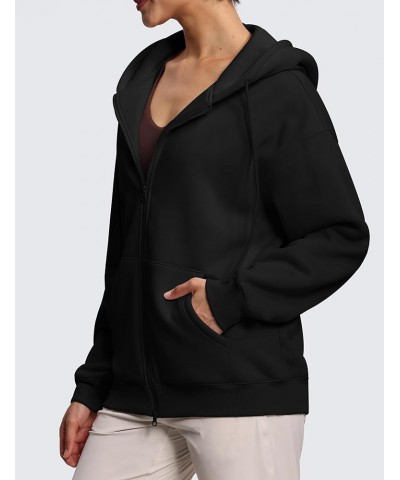 Women's Zip Up Plus Oversize Hoodies Fleece Loose Fit Sweatshirts Drawstring Long Sleeve Jacket with Pockets Black $21.59 Hoo...