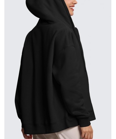 Women's Zip Up Plus Oversize Hoodies Fleece Loose Fit Sweatshirts Drawstring Long Sleeve Jacket with Pockets Black $21.59 Hoo...